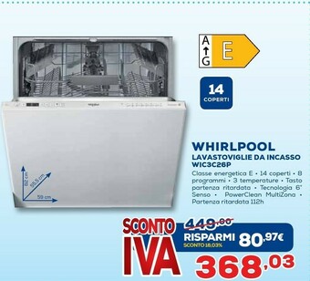 Euronics Whirlpool WIC 3C26 P Lavastoviglie A Scomparsa Totale 14 Coperti E offerta