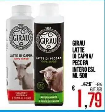 Supermercati EffePiù GIRAU LATTE DI CAPRA/ PECORA INTERO ESL ml 500 offerta