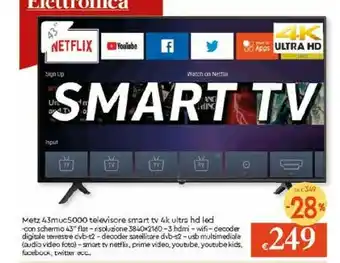 Galassia Metz 43muc5000 Televisore Smart Tv 4k Ultra Hd Led offerta
