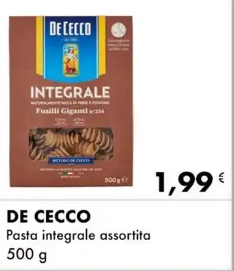 Iper Tosano DE CECCO Pasta integrale assortita 500 g offerta