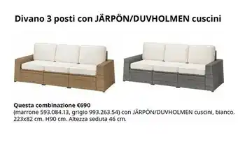 IKEA Divano 3 Posti Con Jàrpòn/duvholmen Cuscini offerta