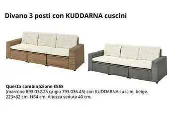 IKEA Divano 3 Posti Con Kuddarna Cuscini offerta