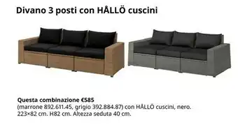 IKEA Divano 3 Posti Con Hàllò Cuscini offerta