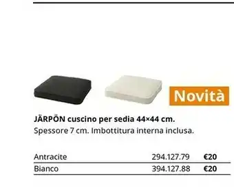IKEA Jàrpon Cuscino Per Sedia 44x44 Cm offerta