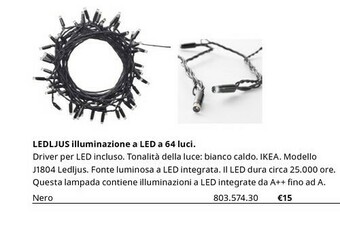 IKEA Ledljus Illuminazione A Led A 64 Luci offerta