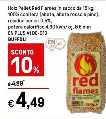 Iper La Grande Buffoli Holz Pellet Red Flames In Sacco 15000 G offerta