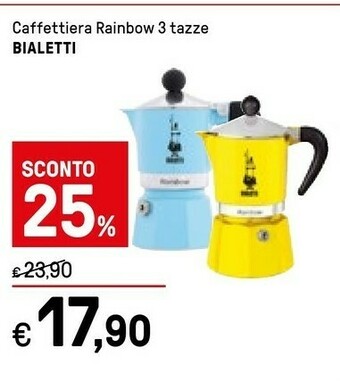 Iper La Grande Bialetti Caffettera Rainbow 3 Tazze offerta