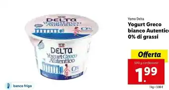 Lidl Delta Yogurt Greco Bianco Autentico 0% Di Grassi offerta