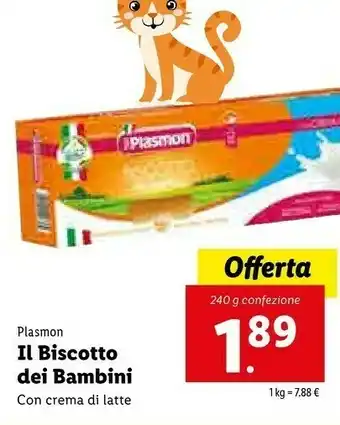 Lidl Plasmon Biscotto Con Crema Di Latte offerta