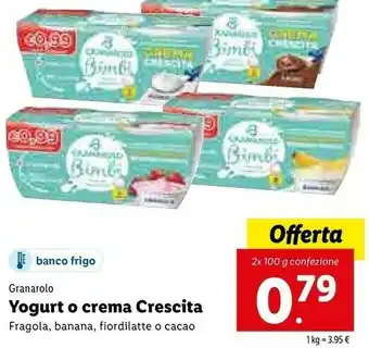 Lidl Granarolo Yogurt Crescita Bimbi Banana 200 G(ml) offerta