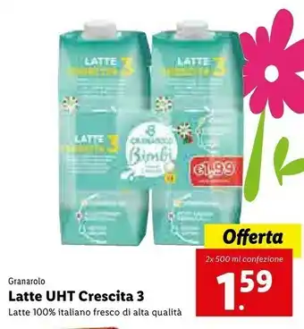 Lidl Granarolo Latte Uht Crescita 3 Latte 100% Italiano Fresco Di Alta Qualità offerta