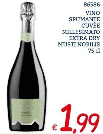 Zona VINO SPUMANTE CUVÈE MILLESIMATO EXTRA DRY MUSTI NOBILIS 75 cl offerta