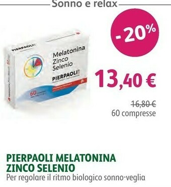 Pierpaoli Melatonina Zinco Selenio 60 Compresse