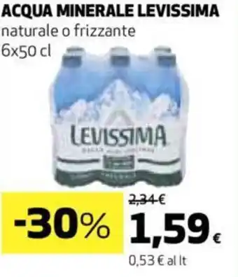 Ipercoop ACQUA MINERALE LEVISSIMA naturale o frizzante 6x50 cl offerta