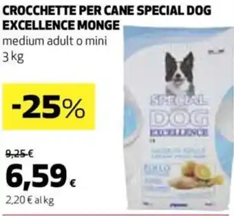 Ipercoop CROCCHETTE PER CANE SPECIAL DOG EXCELLENCE MONGE medium adult o mini 3 kg offerta