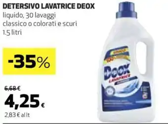 Ipercoop DETERSIVO LAVATRICE DEOX liquido, 30 lavaggi classico o colorati e scuri 1.5 litri offerta