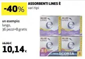 Ipercoop ASSORBENTI LINES È lungo, 36 pezzi+8 gratis offerta