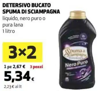 Ipercoop DETERSIVO BUCATO SPUMA DI SCIAMPAGNA liquido, nero puro o pura lana 1 litro 3 pezzi offerta