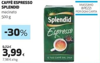 Ipercoop CAFFÈ ESPRESSO SPLENDID macinato 500 g offerta