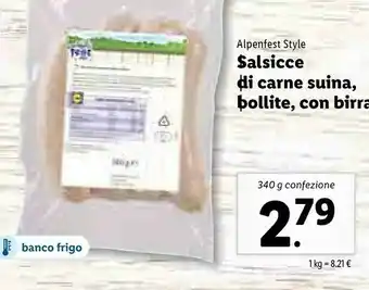 Lidl Alpenfest Style Salsicce Di Carne Suina, Bollite, Con Birra offerta