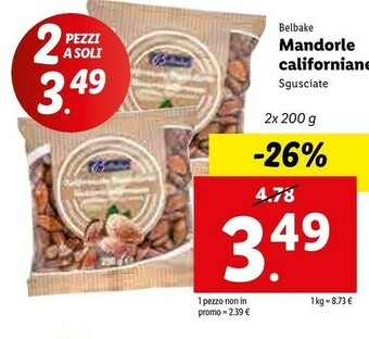 Lidl Belbake Mandorle Californiane offerta