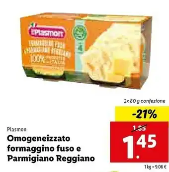 Lidl Plasmon Omogeneizzato Formaggino Fuso E Parmigiano Reggiano offerta