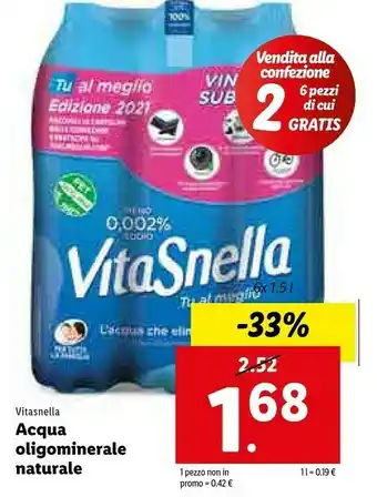 Lidl Vitasnella Acqua offerta