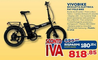 Euronics Vivobike Bicicletta Elettrica Fat Fold Bike offerta