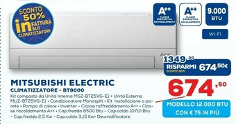 Mitsubishi Electric MSZ-BT25VG Condizionatore Fisso Climatizzatore Split System Bianco