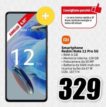 MediaWorld Smartphone Redmi Note 12 Pro 5G offerta