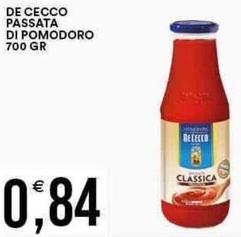Vantaggio Cash&Carry DE CECCO PASSATA DI POMODORO 700 GR offerta