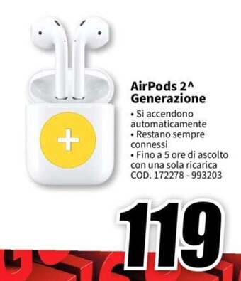 MediaWorld AirPods 2^ Generazione offerta