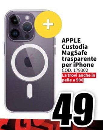 MediaWorld APPLE Custodia MagSafe trasparente per iPhone offerta