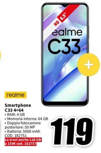 MediaWorld realme Smartphone C33 4+64 offerta