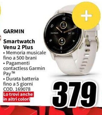MediaWorld GARMIN Smartwatch Venu 2 Plus offerta
