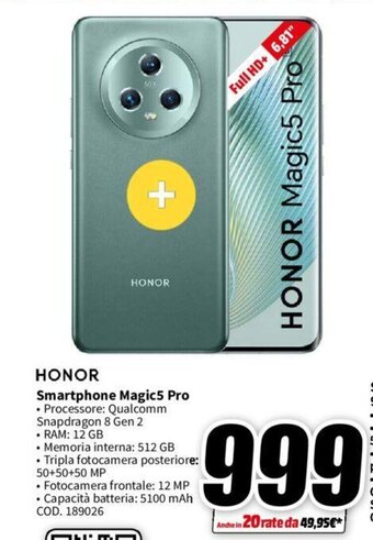 MediaWorld HONOR Smartphone Magic5 Pro offerta