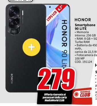 MediaWorld HONOR Smartphone 90 LITE offerta