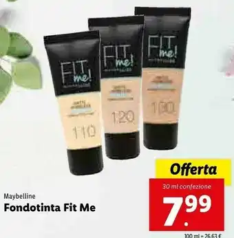 Lidl Maybelline Fondotinta Fit Me offerta