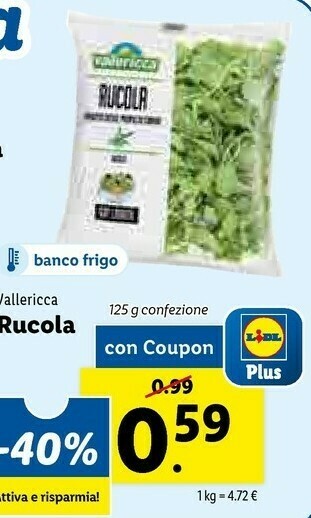Lidl Vallericca Rucola 125 G(ml) offerta
