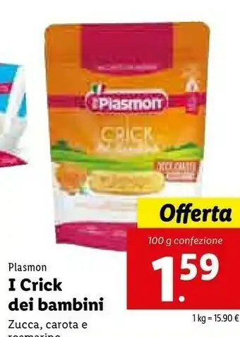 Lidl Plasmon I Crick Dei Bambini Zucca, Carota E Rosmarino offerta