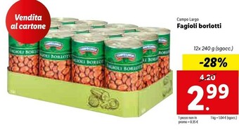 Lidl Campo largo Fagioli Borlotti offerta