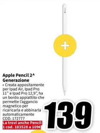 MediaWorld Apple Pencil 2^ Generazione offerta