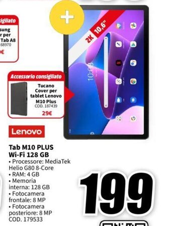 MediaWorld Lenovo Tab M10 PLUS Wi-Fi 128 GB offerta