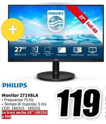 MediaWorld PHILIPS Monitor 271V8LA offerta
