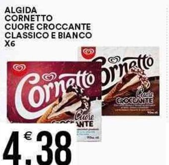Vantaggio Cash&Carry ALGIDA CORNETTO CUORE CROCCANTE CLASSICO E BIANCO X6 offerta