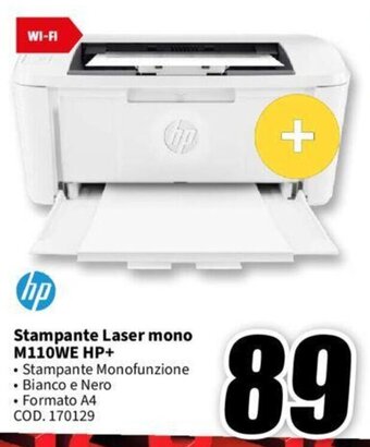 MediaWorld HP Stampante Laser mono M110WE HP+ offerta