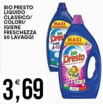 Vantaggio Cash&Carry BIO PRESTO LIQUIDO CLASSICO/ COLORI/ IGIENE FRESCHEZZA 50 LAVAGGI offerta