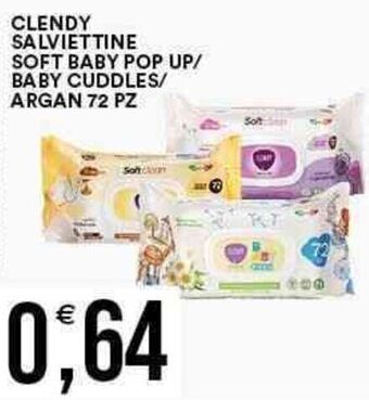 Vantaggio Cash&Carry CLENDY SALVIETTINE SOFT BABY POP UP/ BABY CUDDLES/ ARGAN 72 PZ offerta