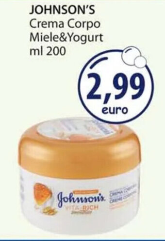 Acqua & Sapone JOHNSON'S Crema Corpo Miele&Yogurt ml 200 offerta