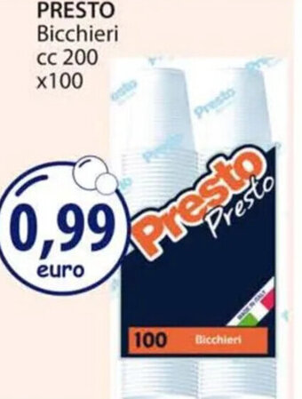 Acqua & Sapone PRESTO Bicchieri cc 200 x100 offerta
